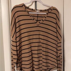Blu Pepper Tan and Black Striped Top